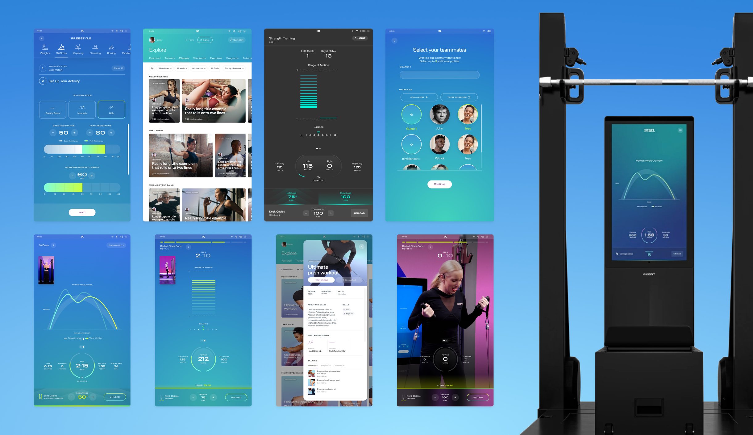 Mobile app screens