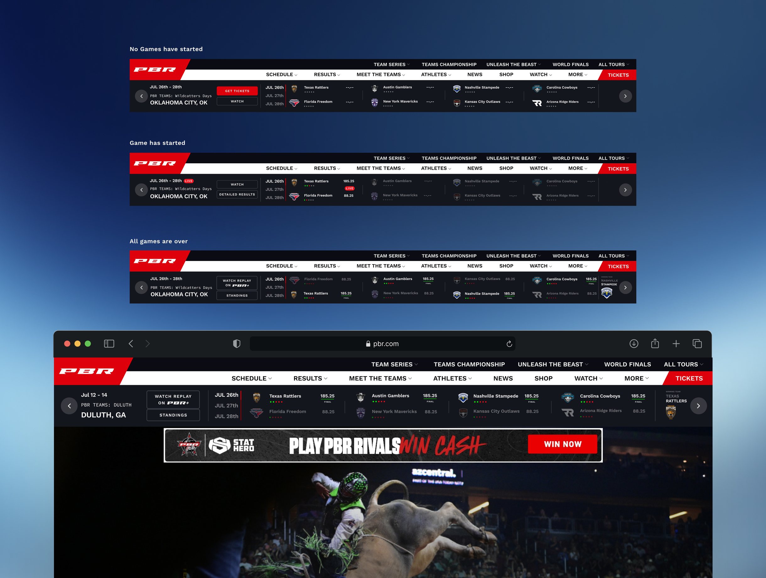 Live ticker states