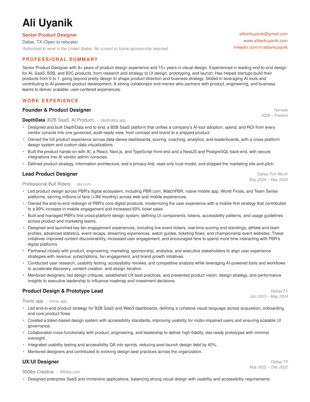 Resume page 1