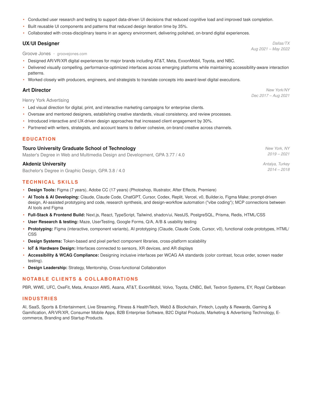 Resume page 2